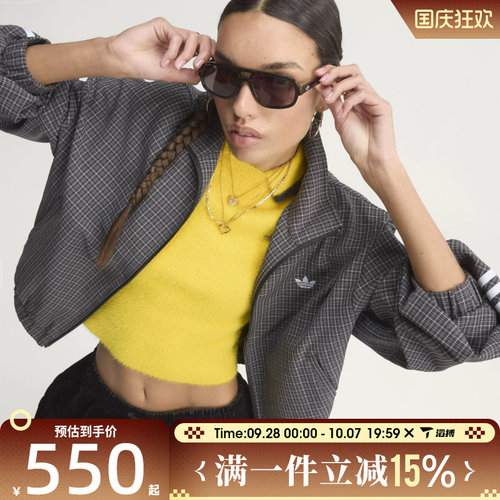 滔搏adidas阿迪达斯三叶草女子CHECKS TT夹克外套LD5339