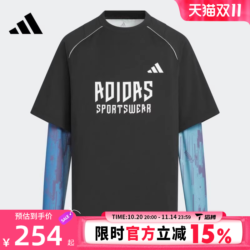 滔搏adidas阿迪达斯大童JK BTS 2IN1 TEE运动休闲长袖T恤TKC2548