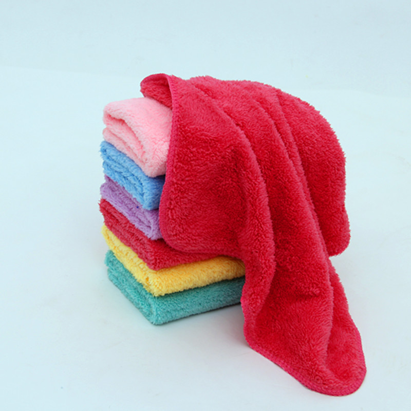 珊瑚绒亲肤小毛巾四方巾纯棉吸水幼儿园自带挂绳柔软儿童擦手巾