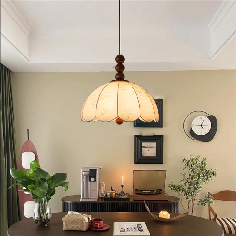 法式南洋风中古餐厅吊灯大气古典民国书房灯简约岛台单头吊灯布艺