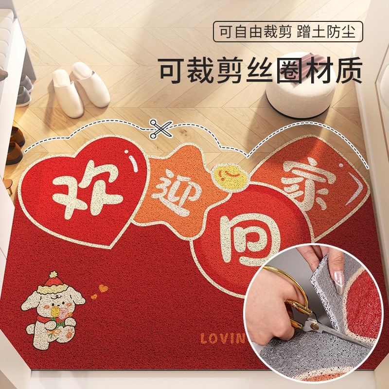 地垫入户门垫2024新款家用丝圈进门可裁剪大门口脚垫耐脏除尘地毯