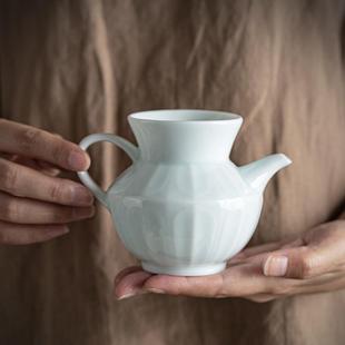 影青公道杯带把茶壶家用茶海分茶器功夫茶具配件耐高温公杯 中式