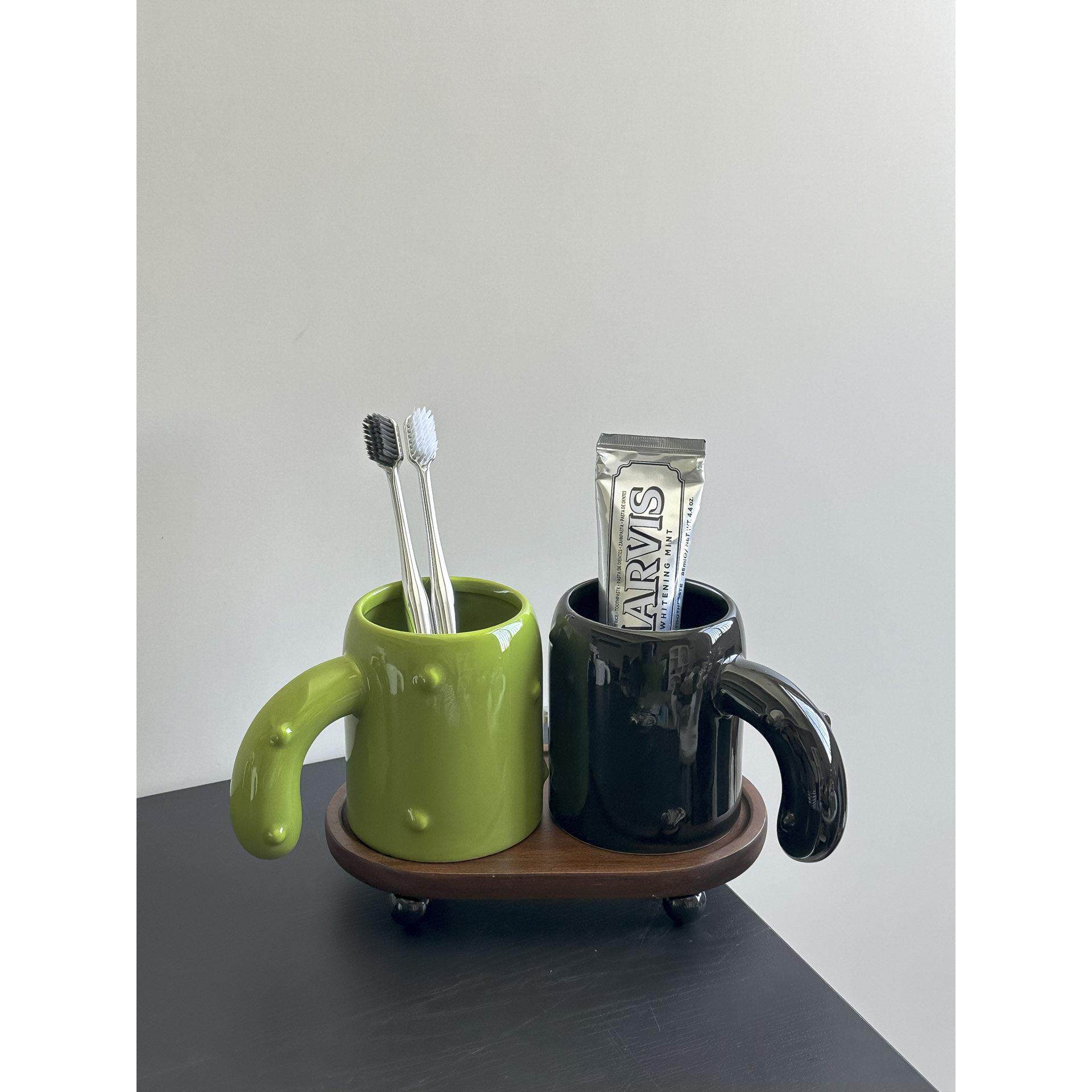 美式洗漱杯牙刷杯简约酒店陶瓷漱口杯覆古刷牙杯牙缸卫生间置物架