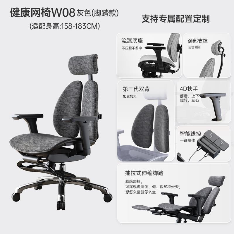 办公椅双背人体工学座椅舒适久坐家用网椅透气护腰家用卧室电脑椅