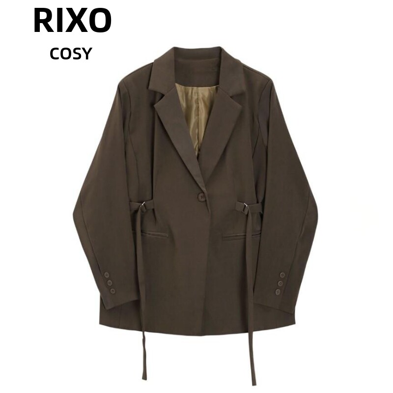 RIXO COSY复古优雅小西装女韩版系带小众收腰显瘦小个子西服外套