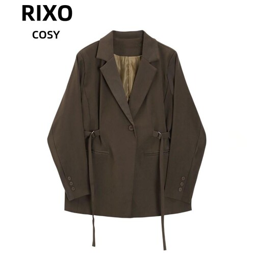 RIXO COSY复古优雅小西装女韩版系带小众收腰显瘦小个子西服外套