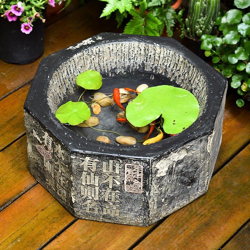 庭院小花园阳台鱼池造景摆件户外鱼缸仿石槽水景观W小院天台布置