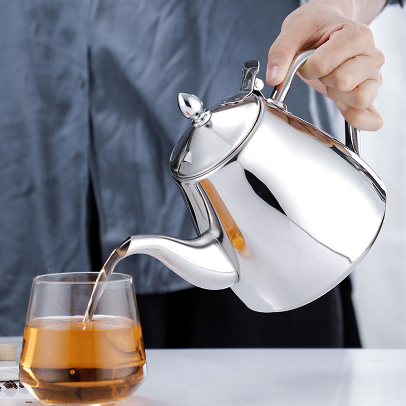 不锈钢茶壶饭店餐厅专用商用酒店大排档茶L水壶泡茶壶大容量带滤