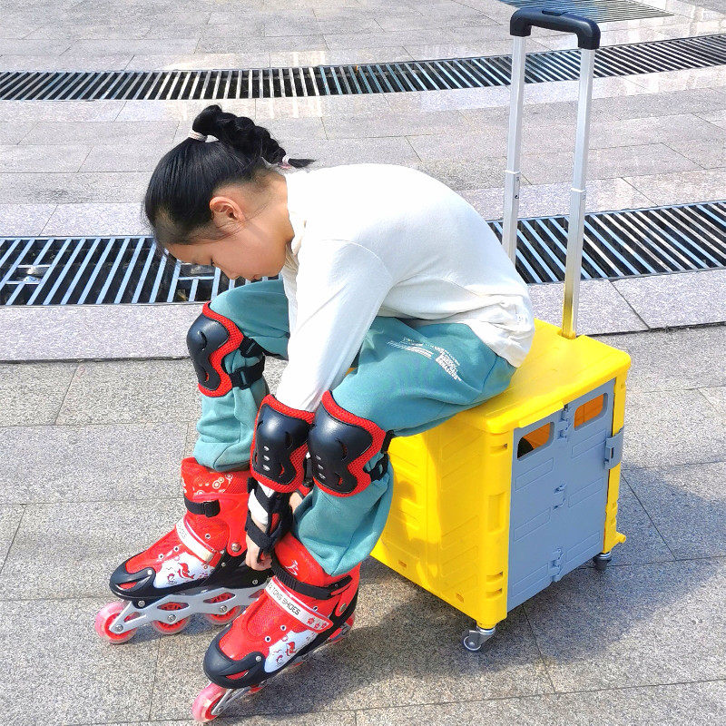轮滑鞋收纳箱溜冰k鞋拉杆箱儿童滑冰鞋折叠收纳包轮滑箱可坐的箱