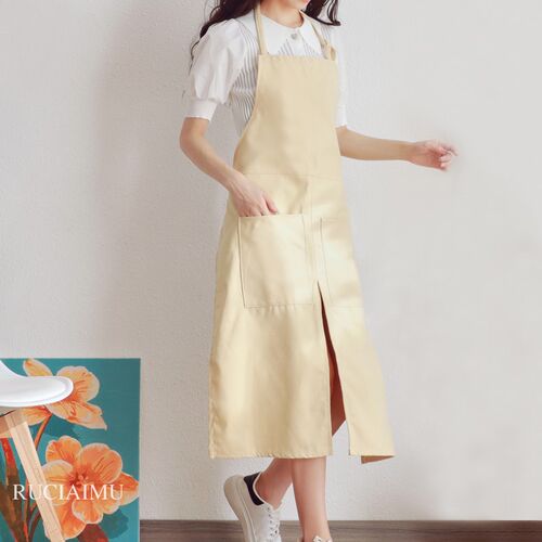 网红开叉围裙工作服陶艺画画花w店发型师女服务员帆布男定制LOGO