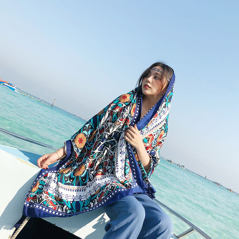 云南丽江旅游f春k秋丝巾女文艺百搭纱巾特色民族风沙滩披肩西藏围