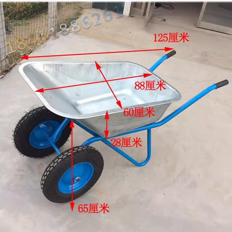 独轮小推车工地农用沙土建筑翻斗垃圾搬运花园人力双轮手推车包邮