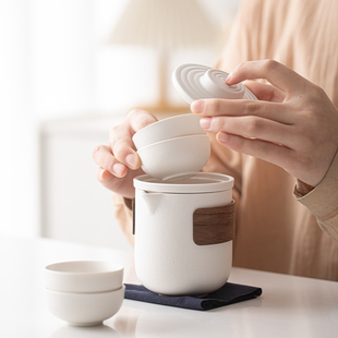 旅行茶具套装 陶瓷快客杯便携式 一壶四杯户外车载简易随身泡伴手礼