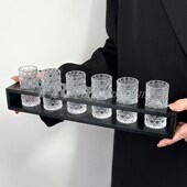 浮雕加厚宝石纹白酒杯架shot杯套装 一口杯野格烈酒杯家用鸡尾酒杯