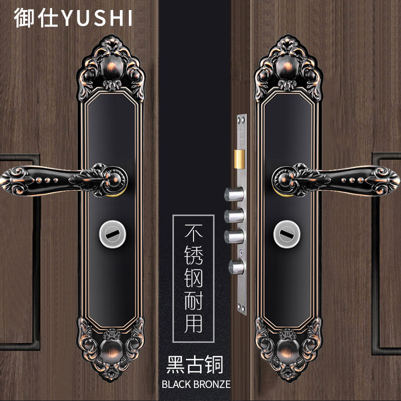 欧式复古不锈钢对开门锁防盗门锁大门锁把手别墅双开门套锁大门锁