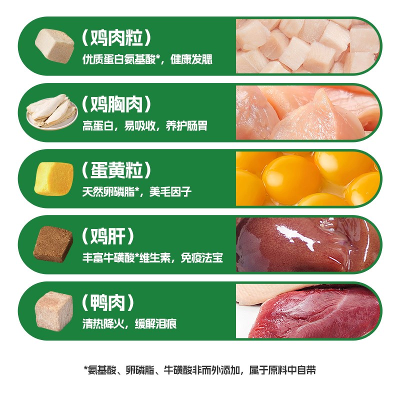 冻干猫零食鸡肉粒鸡胸肉鸭肉蛋黄鸡肝增肥发腮营养宠物猫咪狗零食