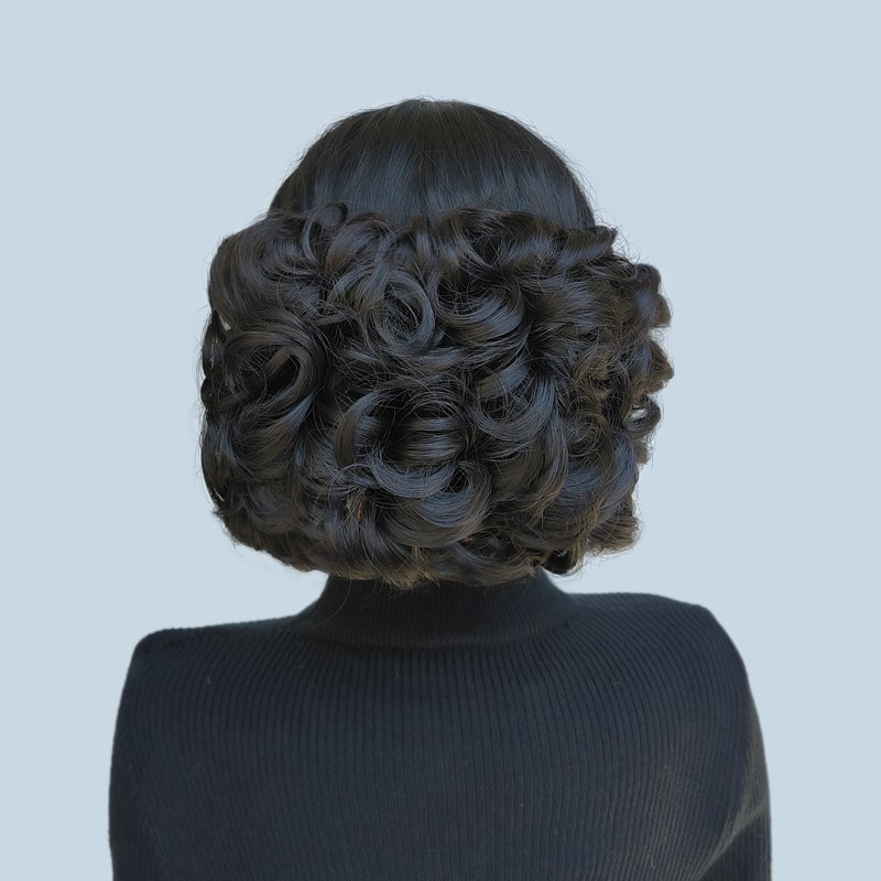 中老盘头发包 假发包 丸子头 假发短卷盘发发包 发髻拉花复古盘头