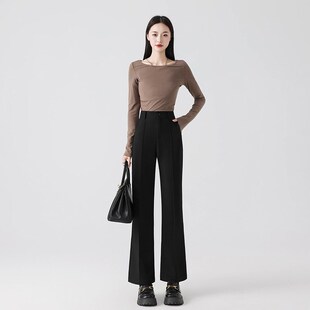 小个子微喇西装裤女高级感高腰直筒垂感显瘦显腿直职业正装工作裤