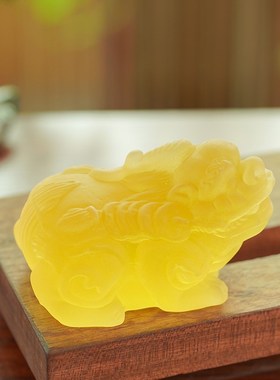 黄水晶招财貔貅桌面摆件家用客厅书房装饰品乔迁开业工艺品送礼