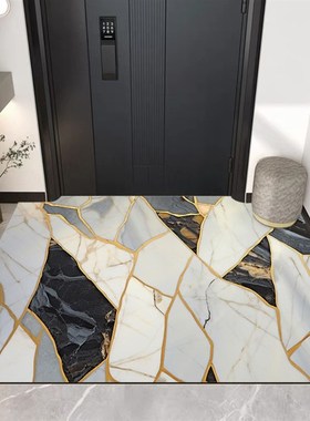 轻奢大理石入户PVC门垫超防滑高级简约可擦洗进门玄关地垫 可裁剪