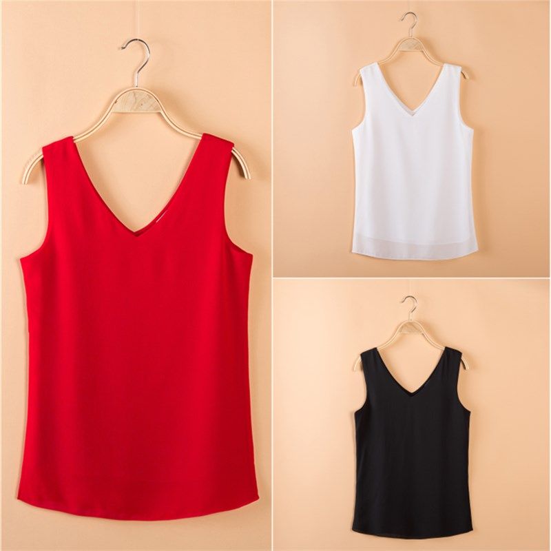 高品质双层雪纺衫夏季内搭时尚V领背心女打底吊带无袖t恤上衣女士,女装/女士精品,背心吊带,淘宝优惠券,粉丝福利购,淘宝优惠卷