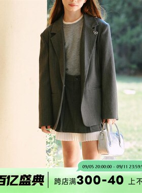 mpeng女童秋冬新款休闲灰色西服高级灰质感格雷西装外套半裙套装