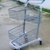 三篮式 推车超市购物车双层大容量带轮手推车商场拍照摆地摊小推车