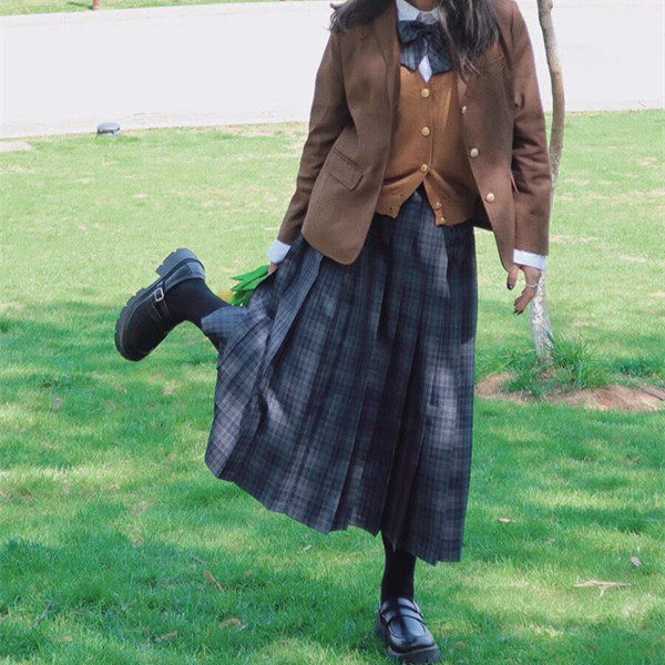 现货jk格裙绿苔优等生裙长x正统墨绿海苔jk同格千石jk制服馆