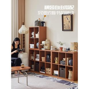 三又木书架自由组合置物客厅收纳矮柜复古家用落地格子柜靠墙书柜