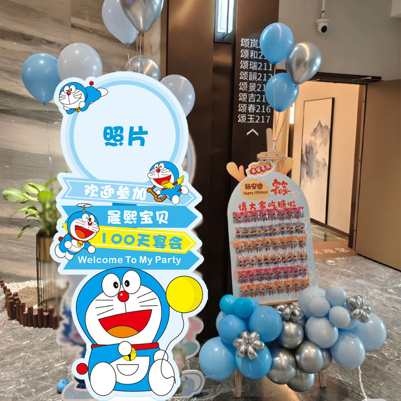 哆啦a梦主题生日布置装饰宝宝男女孩周岁百天满月装扮氛围感kt板