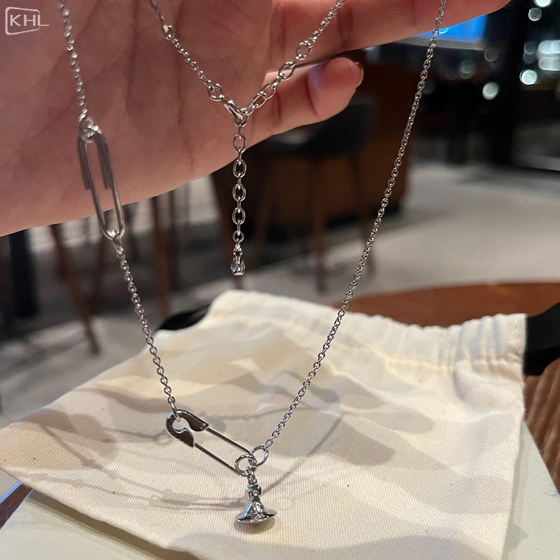 西太后别针土星项链极简银链星球