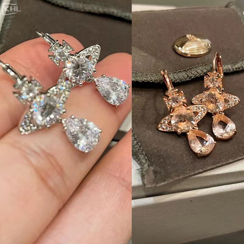 西太后人鱼眼泪水滴钻耳环厚金