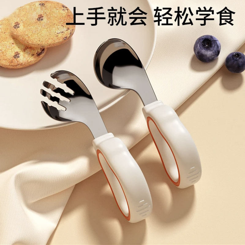世喜屋宝宝自主进食一岁辅食勺学吃饭训练儿童硅胶不锈钢叉勺短柄,婴童用品,儿童勺,淘宝优惠券,粉丝福利购,淘宝优惠卷