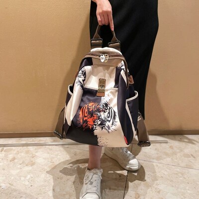 轻便旅行双肩包女k2024新款时尚休闲大容量帆布背包女士外出旅游
