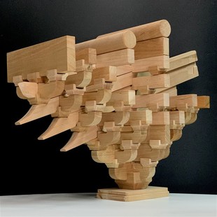 中国古建筑榫h卯斗拱实木积木拼装模型玩具文创摆件礼物教具模型