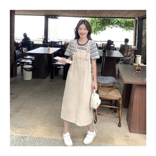 多巴胺学院风g牛仔背带裤T恤套装女夏2025小个子工装设计感两件套