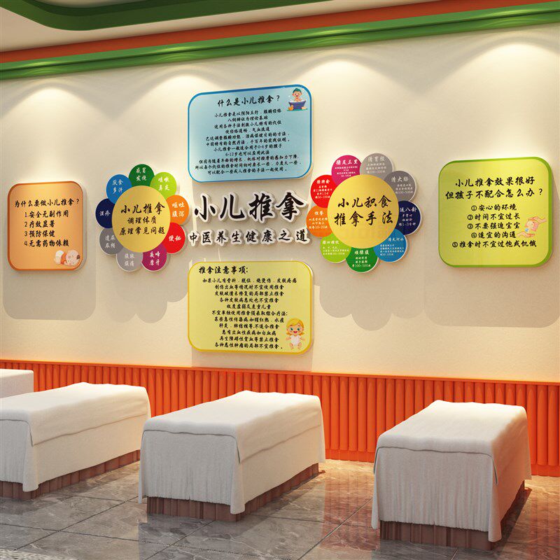 小儿推拿布置童母婴室内s墙面装饰形象宣传海报广告牌贴画文化背
