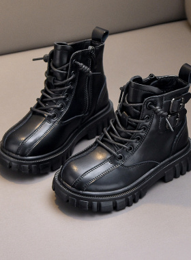 男童马丁靴d2022秋冬季新款儿童靴子小孩加绒皮靴棉鞋二棉童鞋