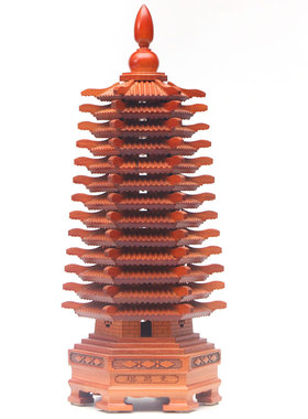 13层桃木文昌塔实木雕工艺品摆件儿童房学生书房摆件X十三层文昌