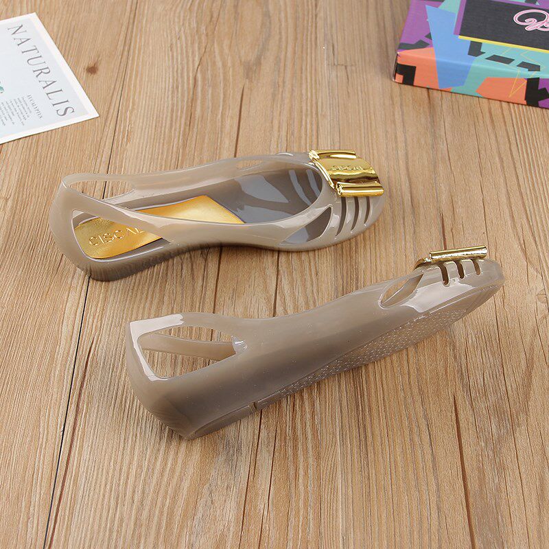 浅口塑料凉鞋女2024夏季时尚镂空透气果L冻鞋防水百搭小坡跟雨鞋