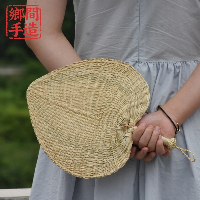 纯手工艺精品h侘寂风古风手摇扇老式无骨大蒲扇天然山棕叶团扇送