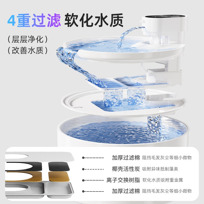 猫咪饮水机陶瓷自动循环无线喂水器智能不插电流T动活水宠物饮水