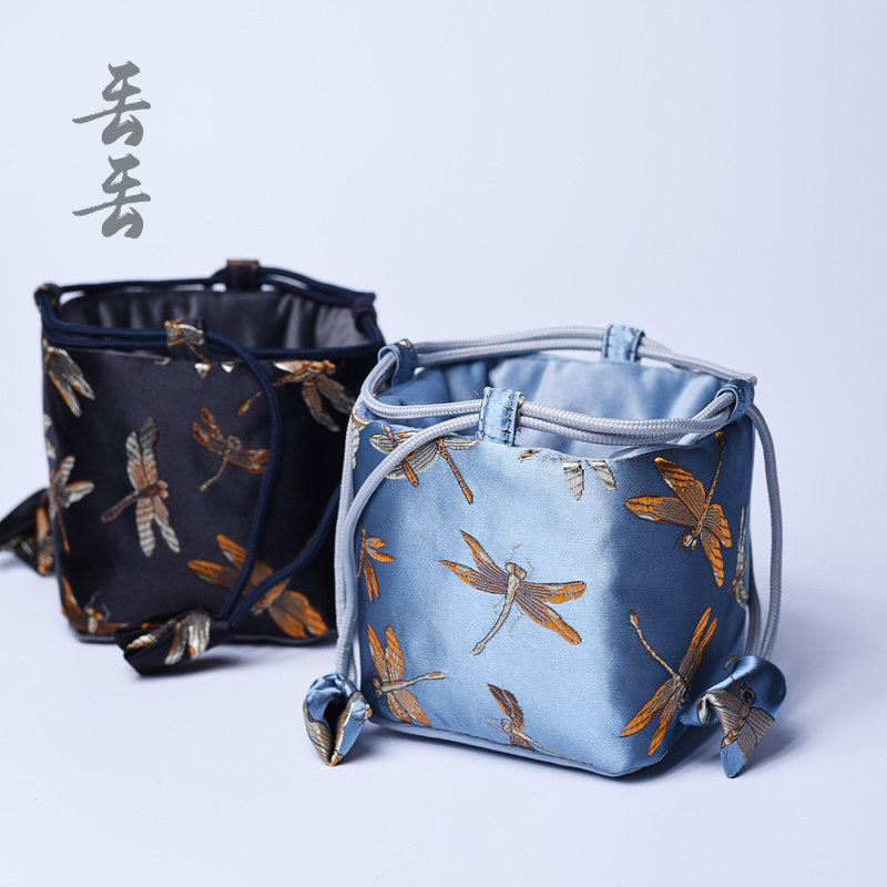 加厚丝绸束口抽绳布袋茶壶公道杯茶杯便携包装PS袋子首饰手串收纳