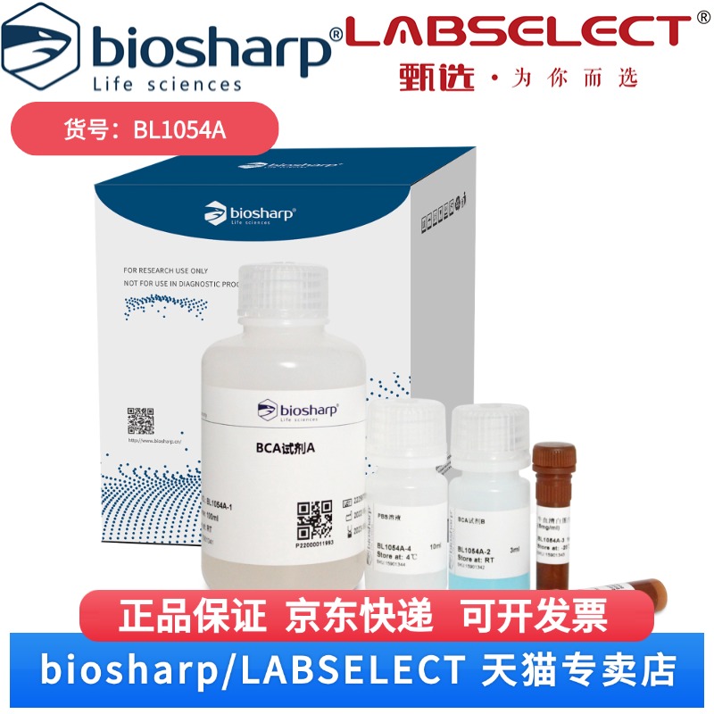 现货 BCA蛋白浓度测定试剂盒（增强型） BL1054A 500T  Biosharp/白鲨 科研实验