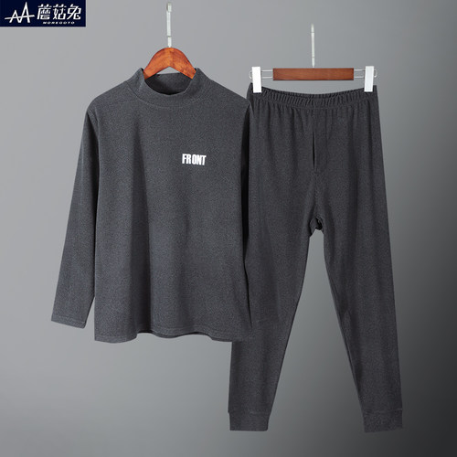 胖男童发热衣裤秋冬加肥加大童德绒F秋衣卫生裤半高领男孩14岁