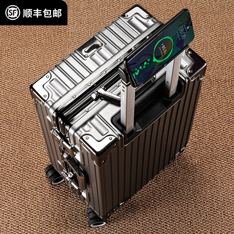 行李箱铝框结实耐用旅行拉杆w密码登手机支架直角承重200斤能坐人