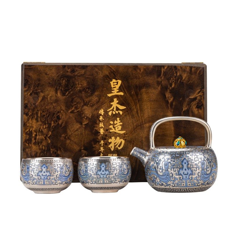 手工鎏银泡茶壶茶杯茶具r套装送长辈领导老师退休结婚生日乔迁礼