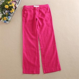 新款中腰显瘦纯亚麻垂感休闲阔腿长裤甩裤K小微啦拖地加长女裤大