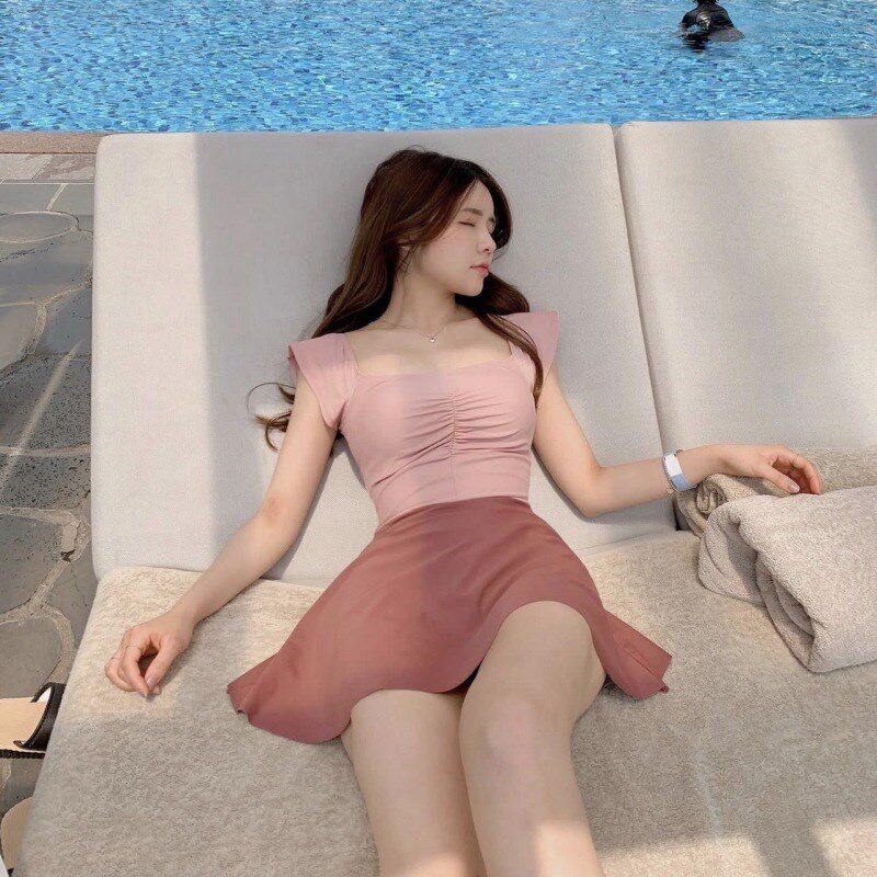 2023新款泳衣女夏爆款连体保守裙式遮肚K显瘦少女时尚泡温泉游泳