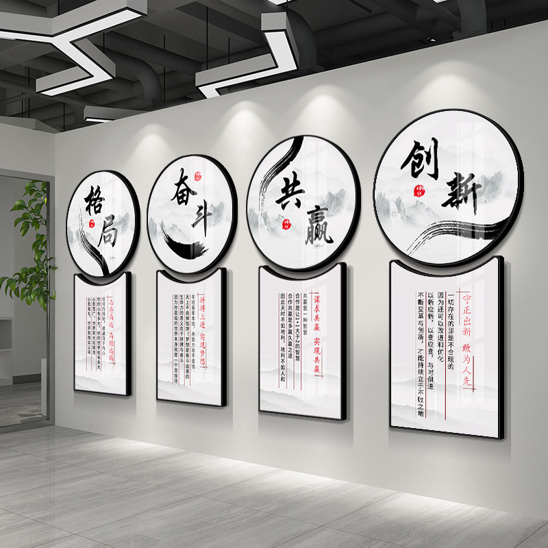 办公室挂a画公司企业文化形象墙过道走廊楼梯会议室励志标语装饰